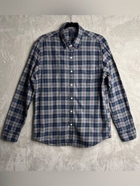 J. Crew Plaid Button-Down Shirt - Gray, Navy, Red ~ Sz L Western, Relaxed, Cozy